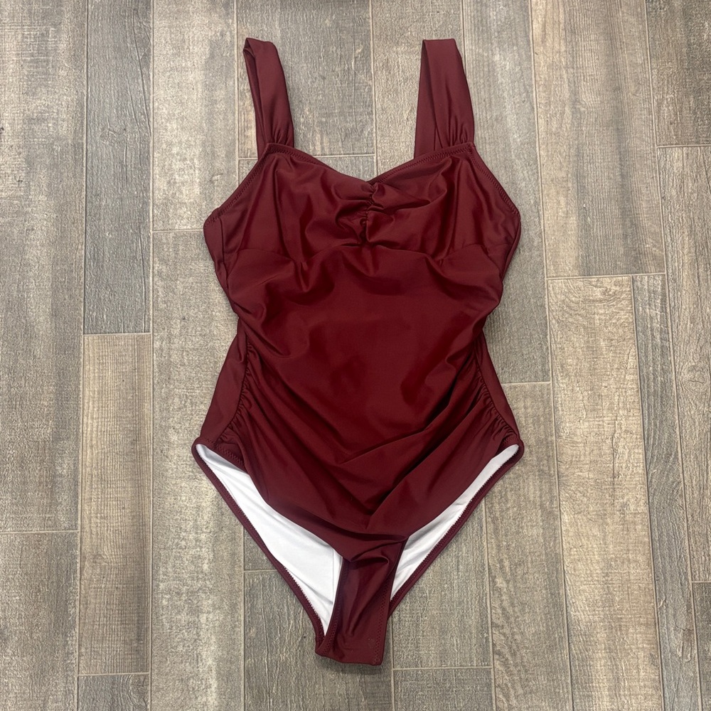 Cupshe Burgundy Maroon Red One Piece Swim Suit Size Medium Like‎ New